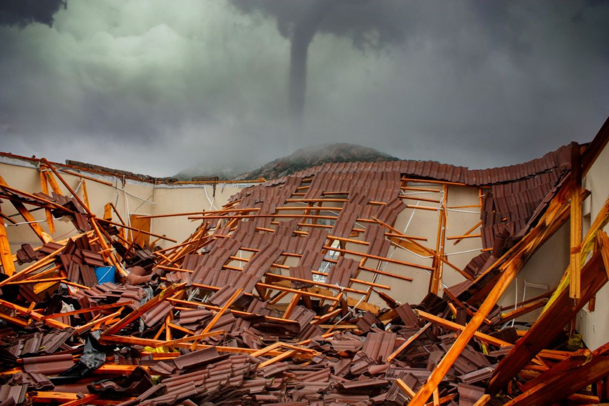 House rubble after a tornado.