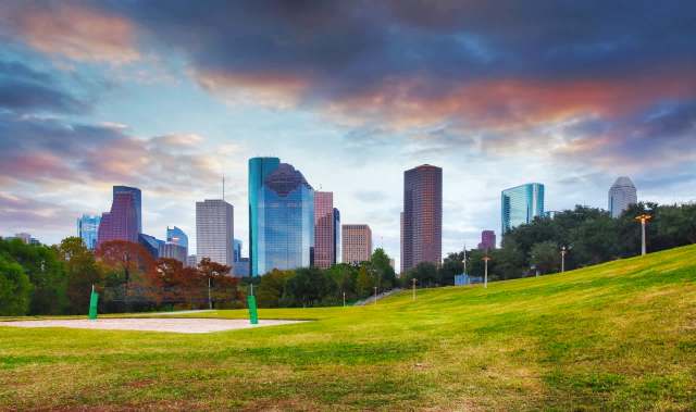 The downtown Houston skyline.