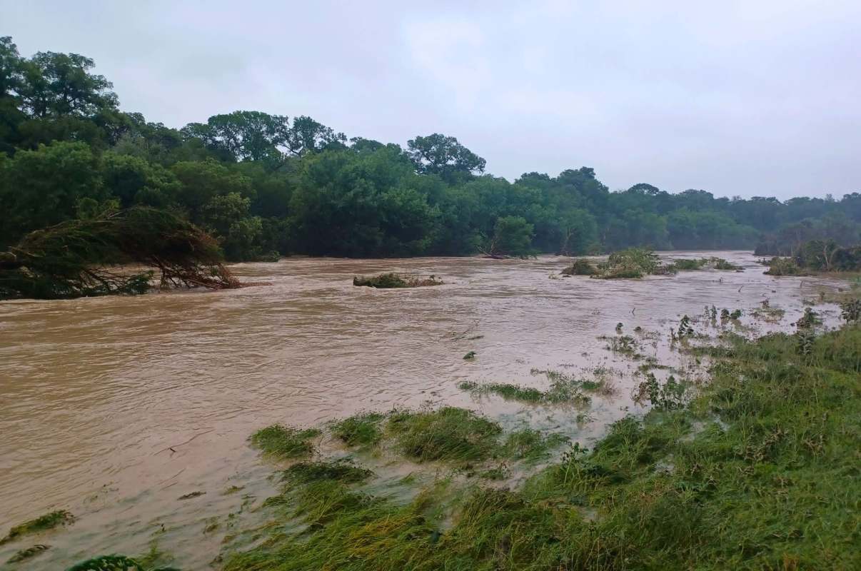 A flooded river.