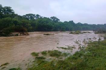 A flooded river.
