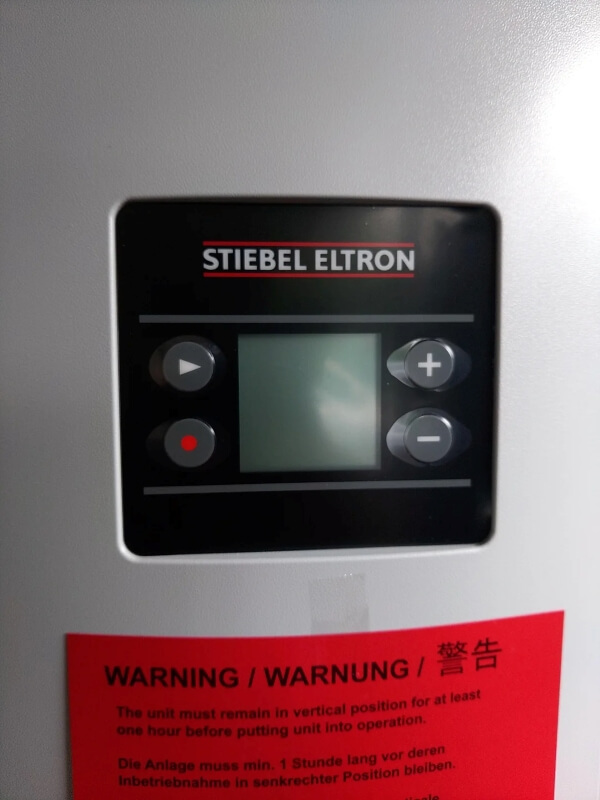 The control panel of the hot water heat pump.