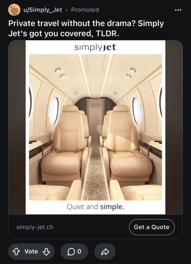 An ad for a private jet.