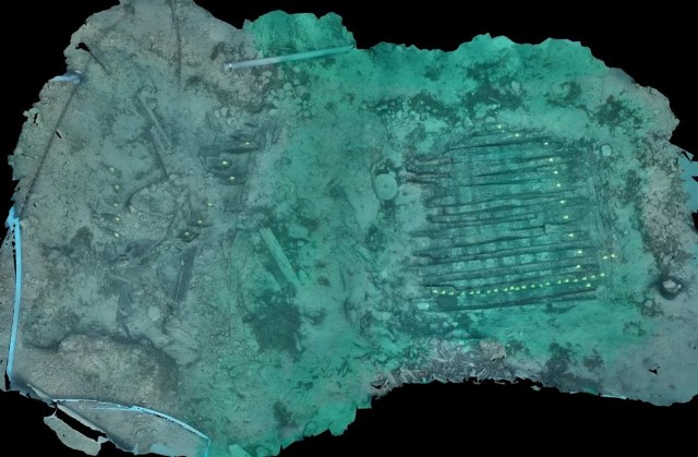 An underwater archaeological site.