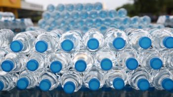 A pile of plastic water bottles.