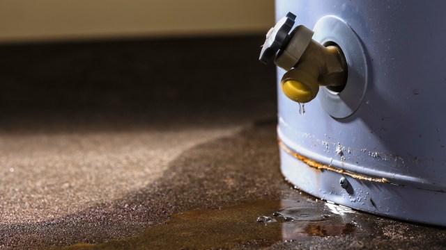 A leaking water heater.