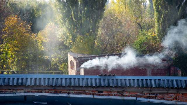 Smoke coming from a chimney.