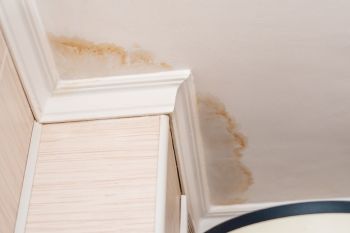 A water leak in the ceiling.