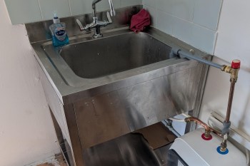 An under-the-sink water heater.