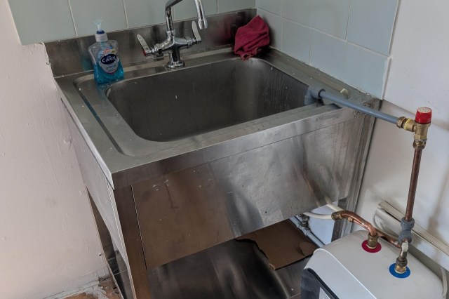 An under-the-sink water heater.
