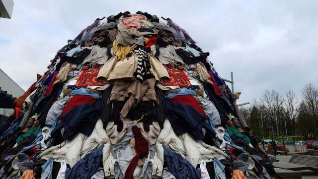 A large pile of clothing.