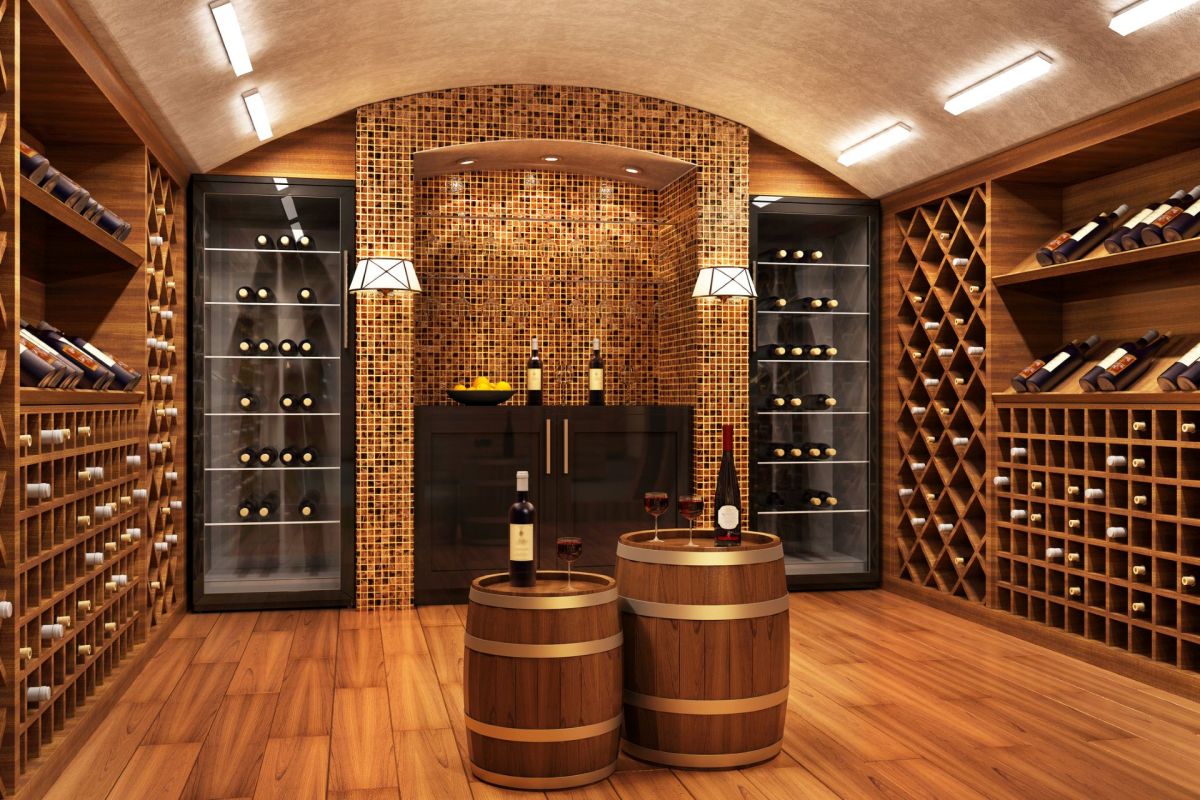 An underground wine cellar.