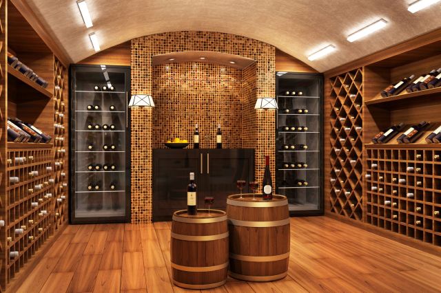 An underground wine cellar.