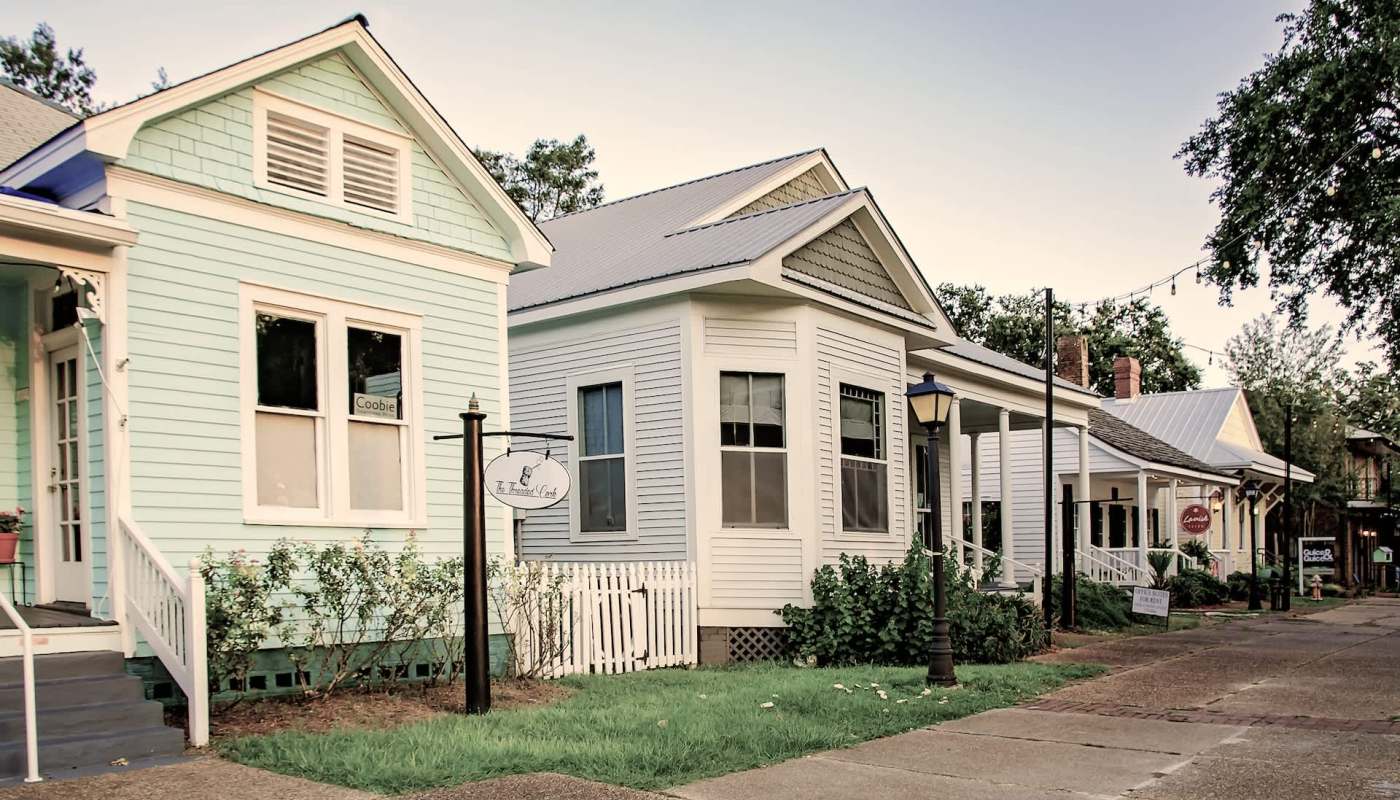 A row of historic houses.