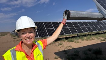 A technician at a solar farm.
