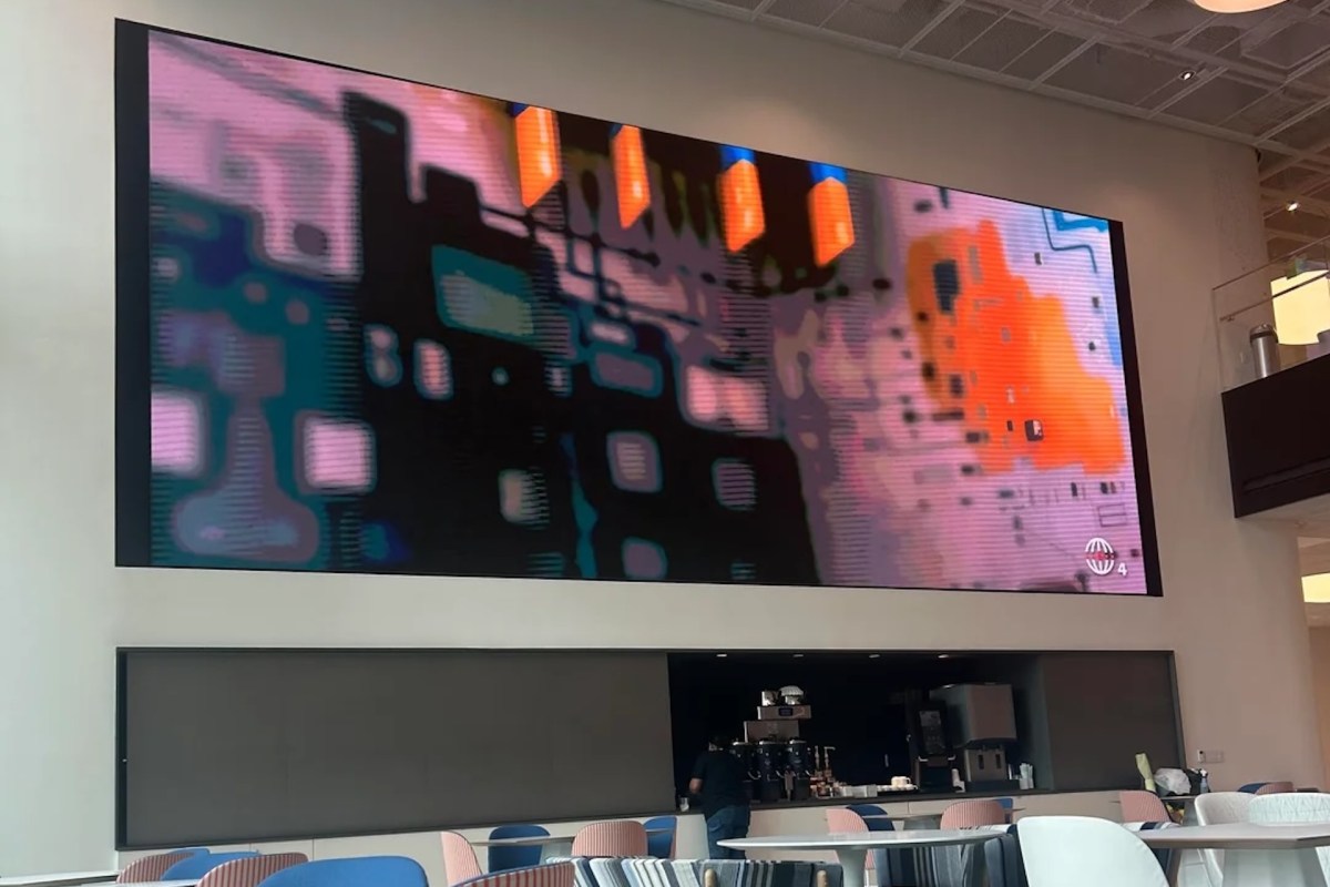 A digital display in a corporate cafeteria.