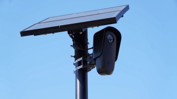 A Flock Safety surveillance camera.