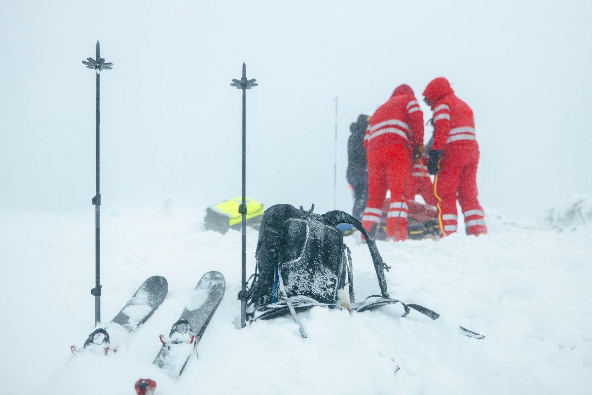 A rescue operation in snow.