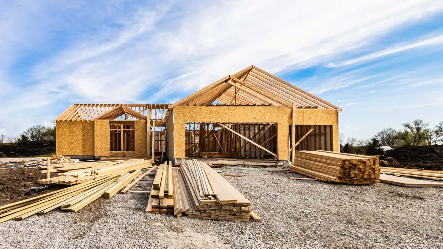 The construction site of a new house.