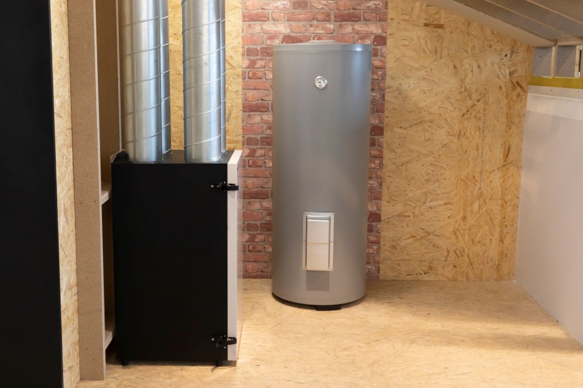 An electric water heater.