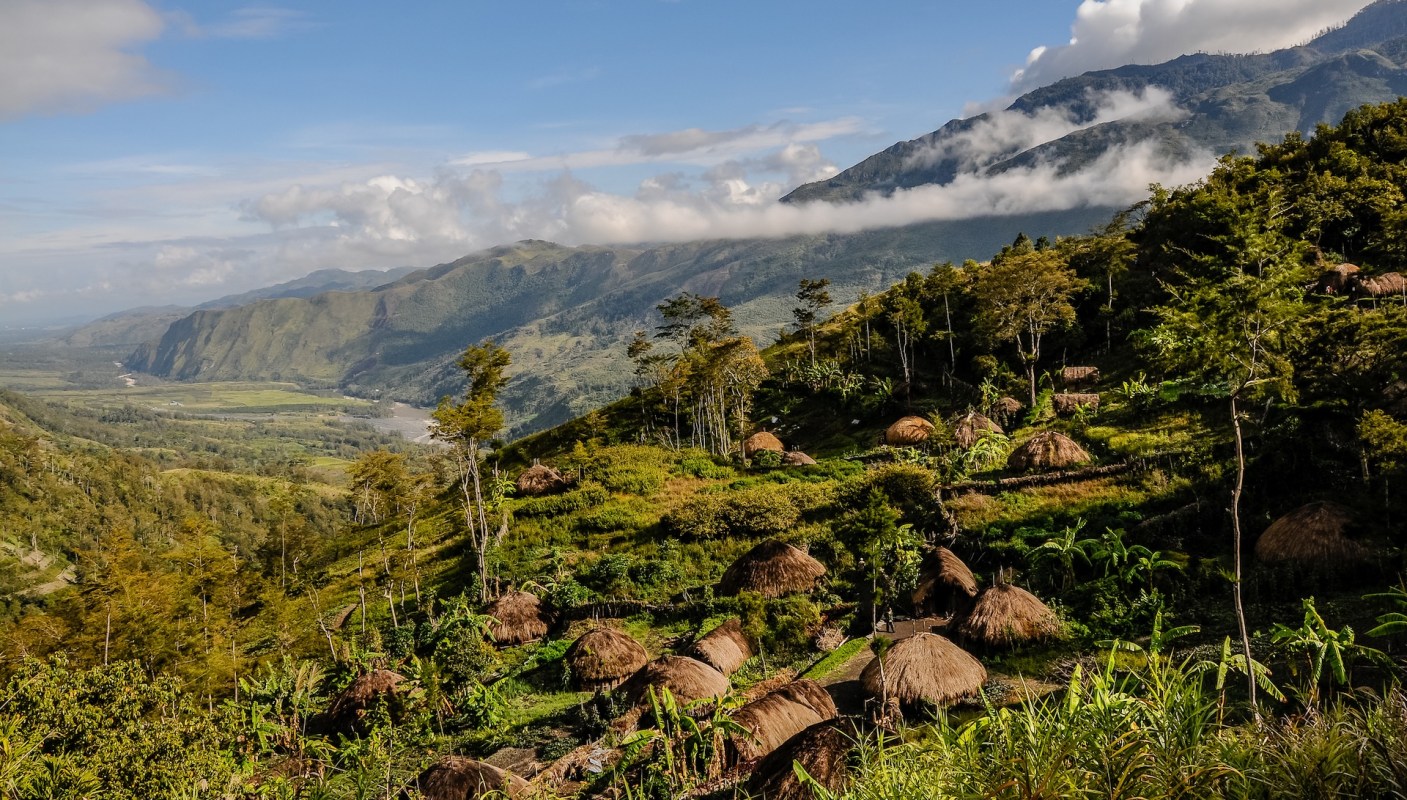 A mountain village in New Guinea.
