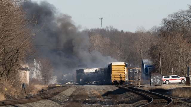 A train derailment in East Palestine, Ohio.