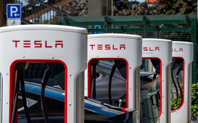Tesla Supercharger stations.