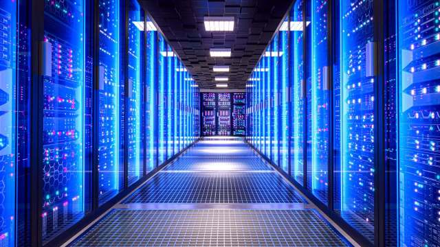 A server room in a data center.