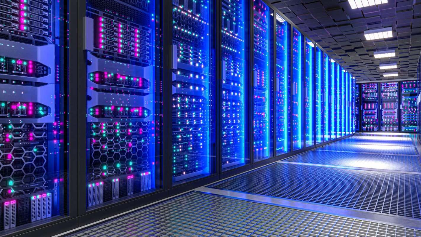 Server racks inside a data center.