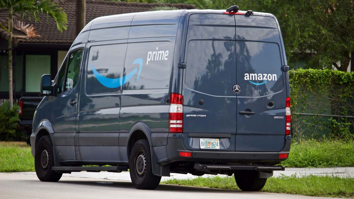 An Amazon delivery van.