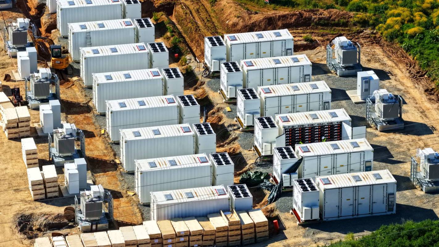Battery units under construction.