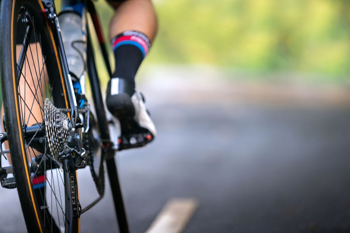 A cyclist on the road.