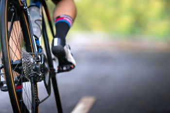 A cyclist on the road.