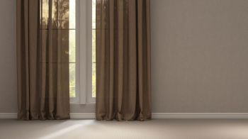 Blackout curtains covering windows.