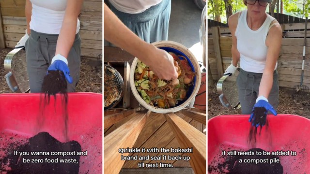 A woman talking about composting.