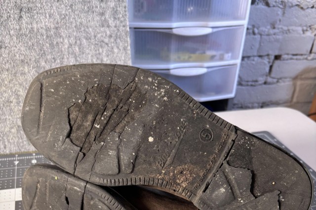 The bottom of a pair of Blundstone boots.