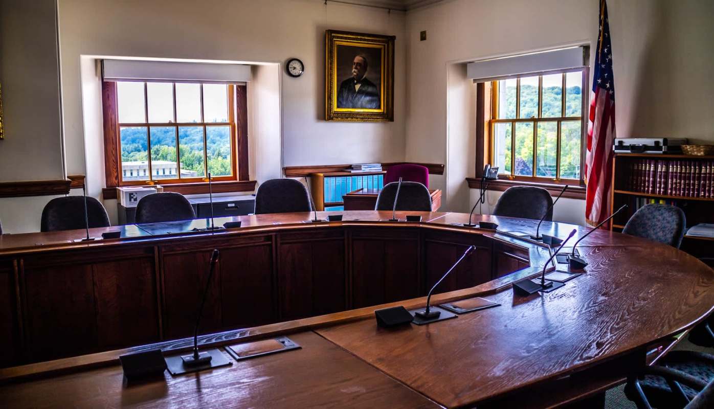A committee meeting room.