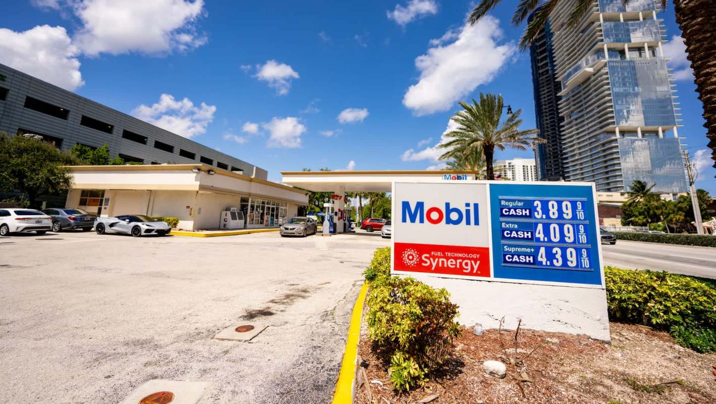 A Mobile gas station with fuel prices starting at $3.89 per gallon.