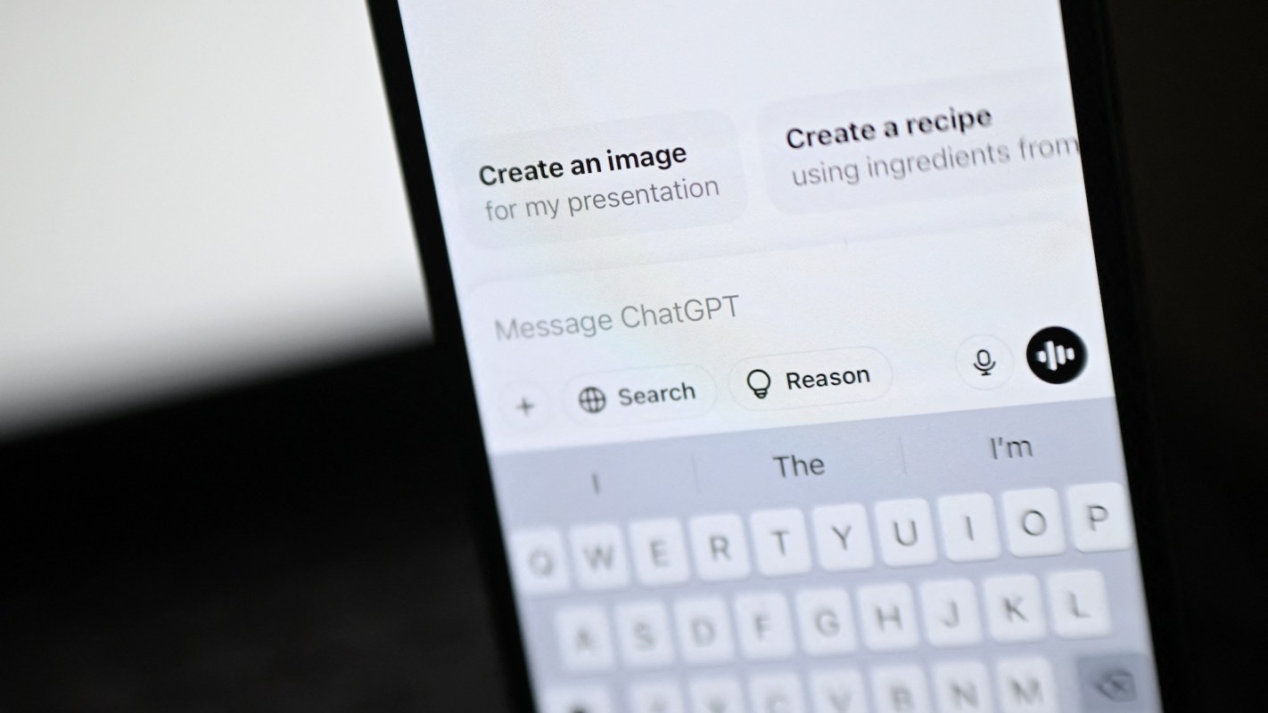 A smartphone screen displaying a messaging interface with options for creating an image and recipe.