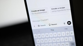 A smartphone screen displaying a messaging interface with options for creating an image and recipe.