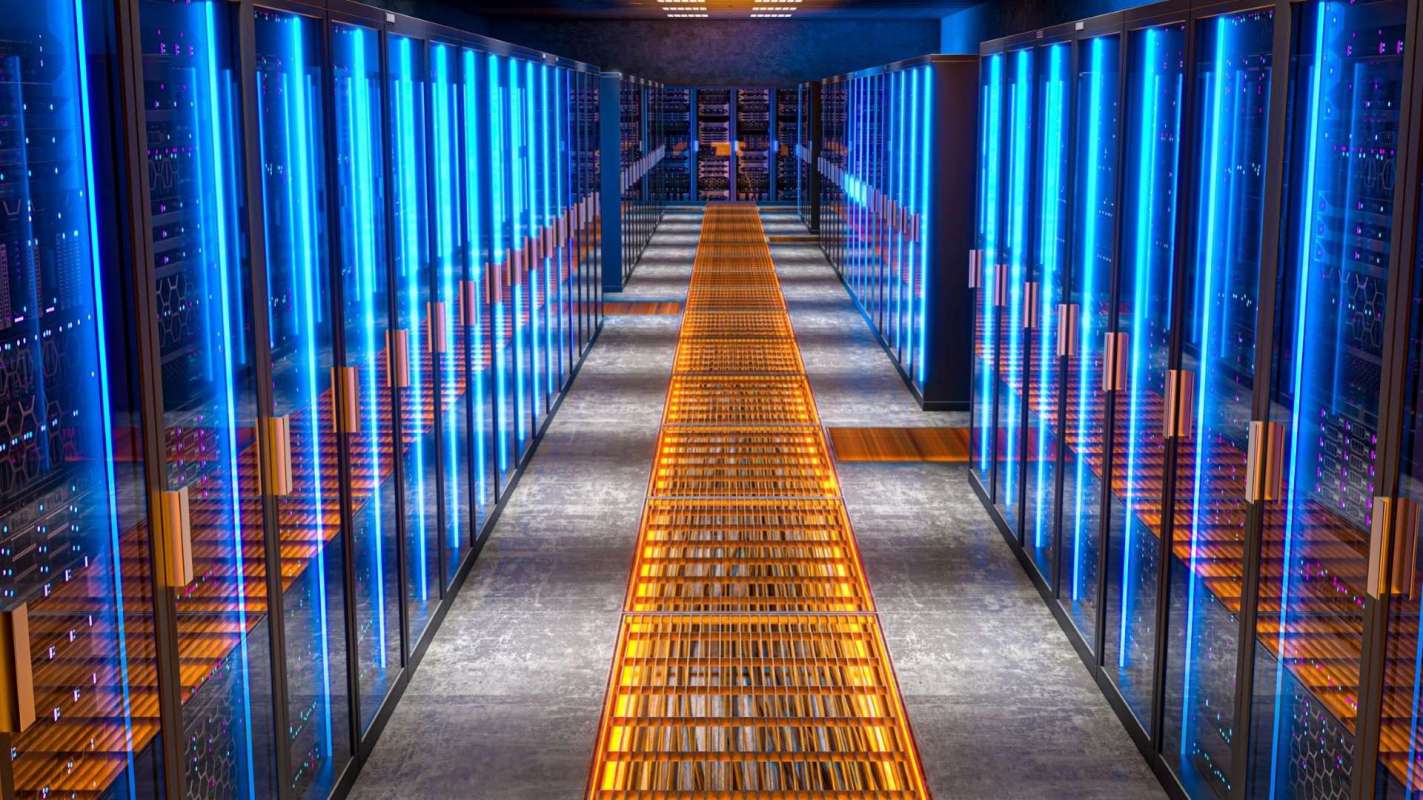 Server room in a data center.