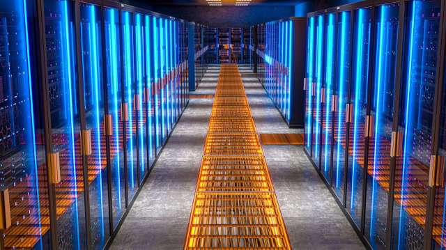 Server room in a data center.