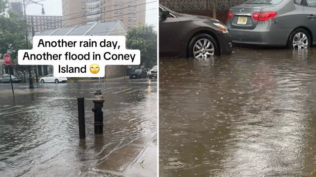 A flooded street in Coney Island.