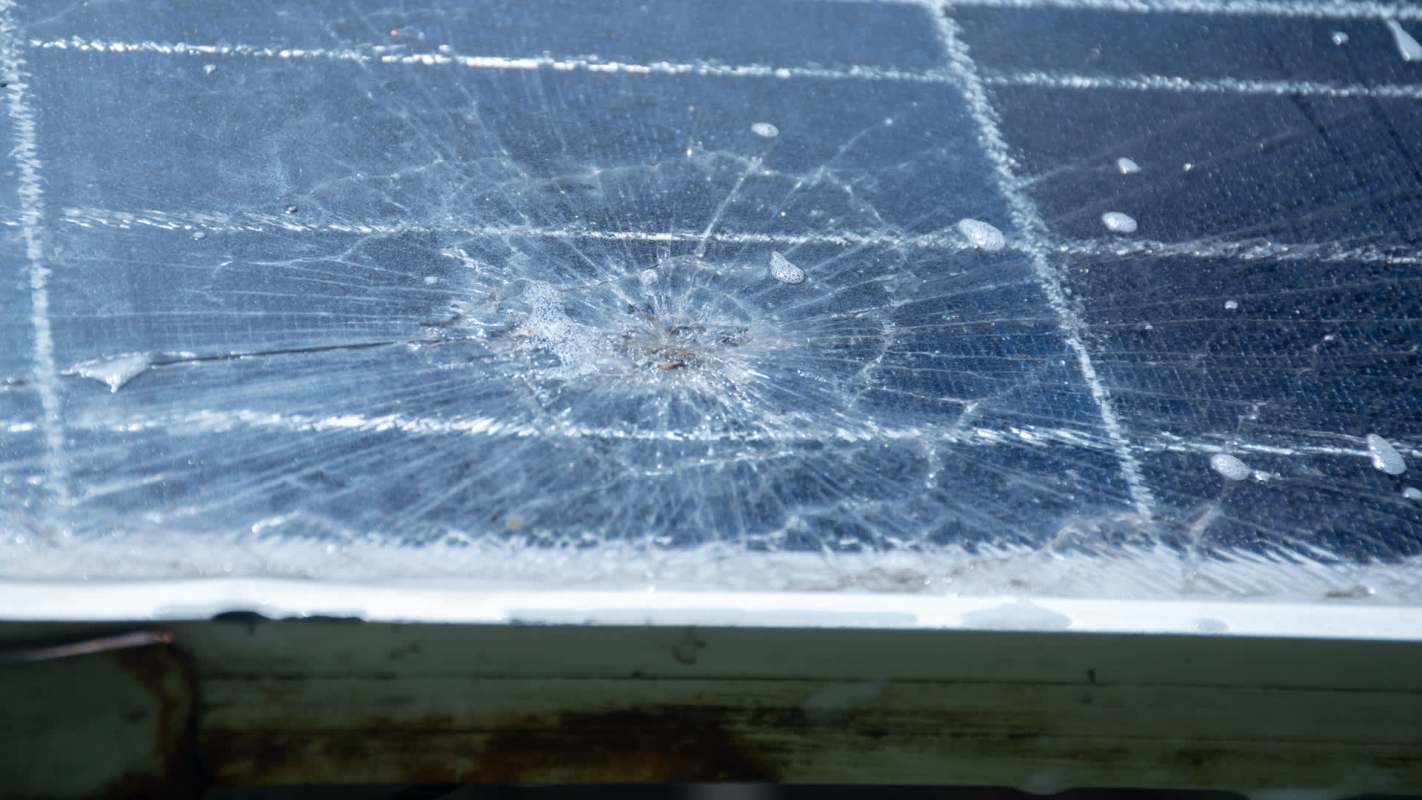 A cracked solar panel.
