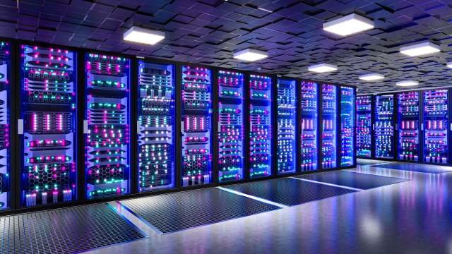 A server room in a data center.