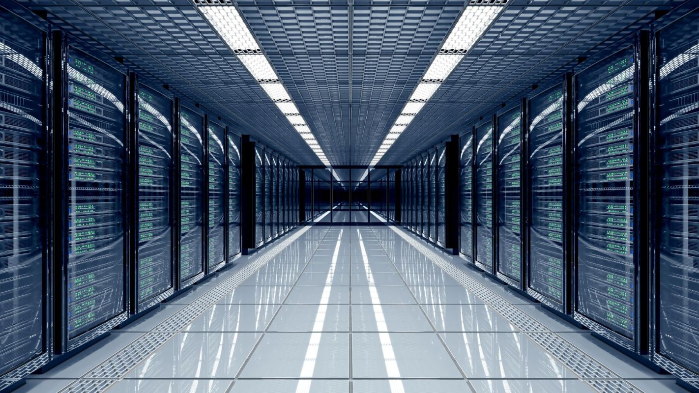 A server room in a data center.