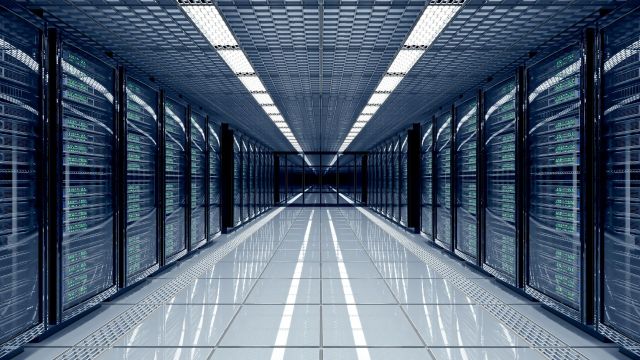 A server room in a data center.