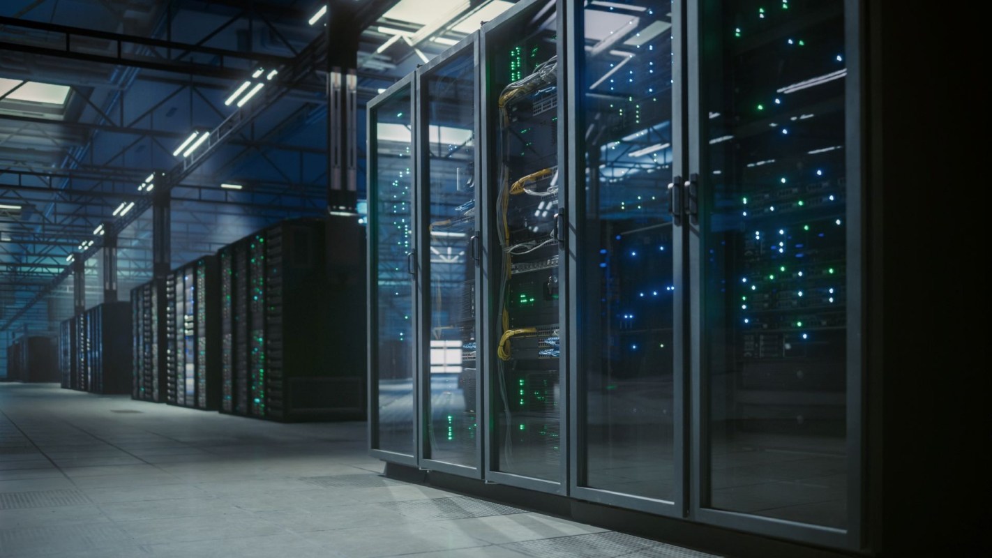 The inside of a data center.