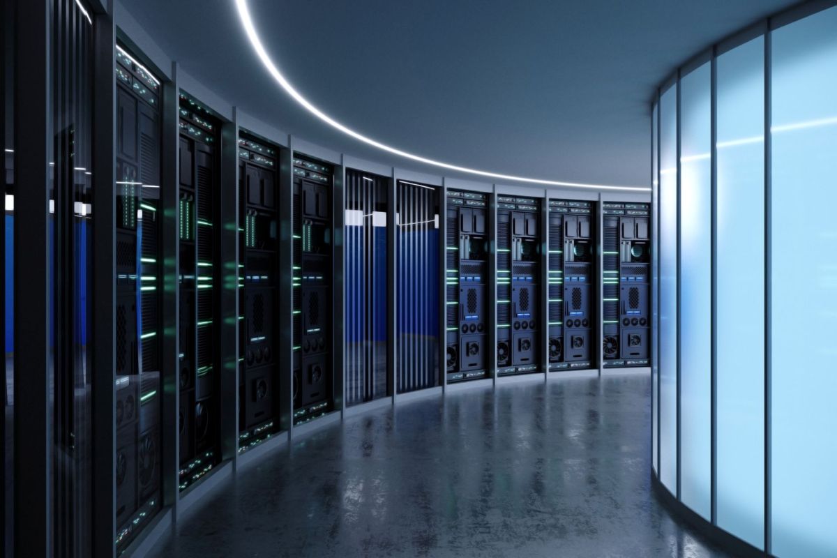 The inside of a data center.