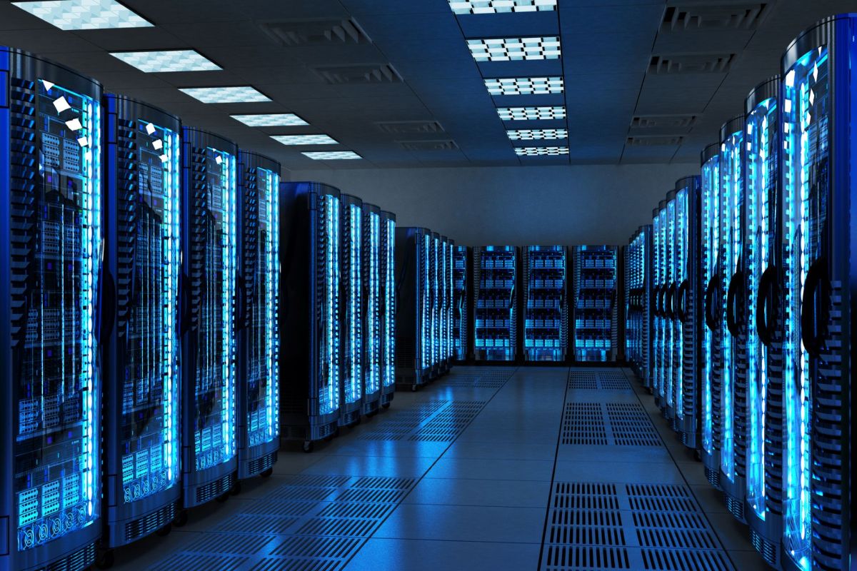 The inside of a data center.