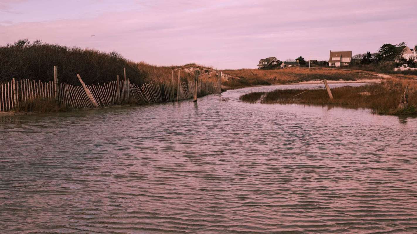 A flooded rural road.